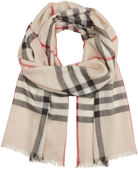 burberry check wool silk gauze scarf stone check|Burberry Giant Check Print Wool & Silk Scarf .